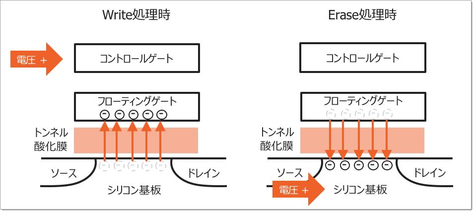フラッシュメモリの「セル」断面図
