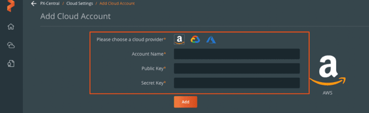 PX-Backup -Add Cloud Account