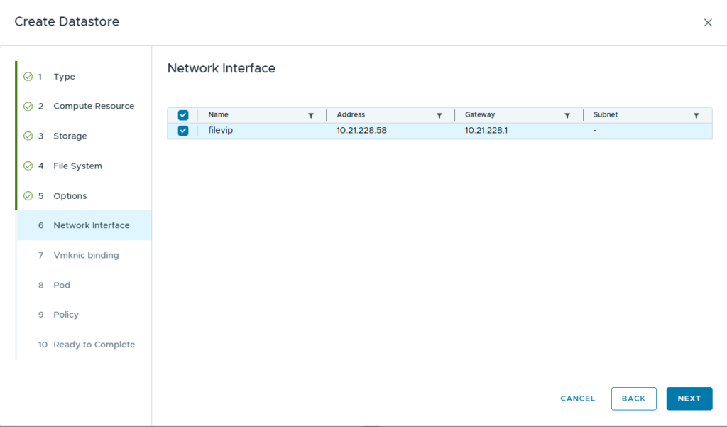pure storage network interfact