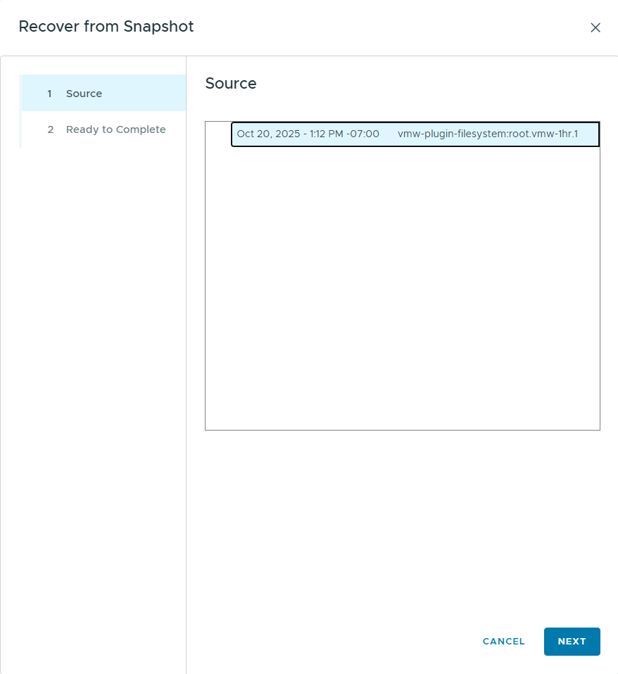 pure storage remove from snapshot