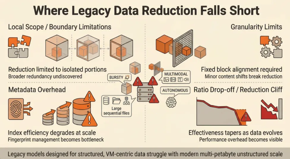 Drawbacks Data Reduction - Legacy Data Falls Short